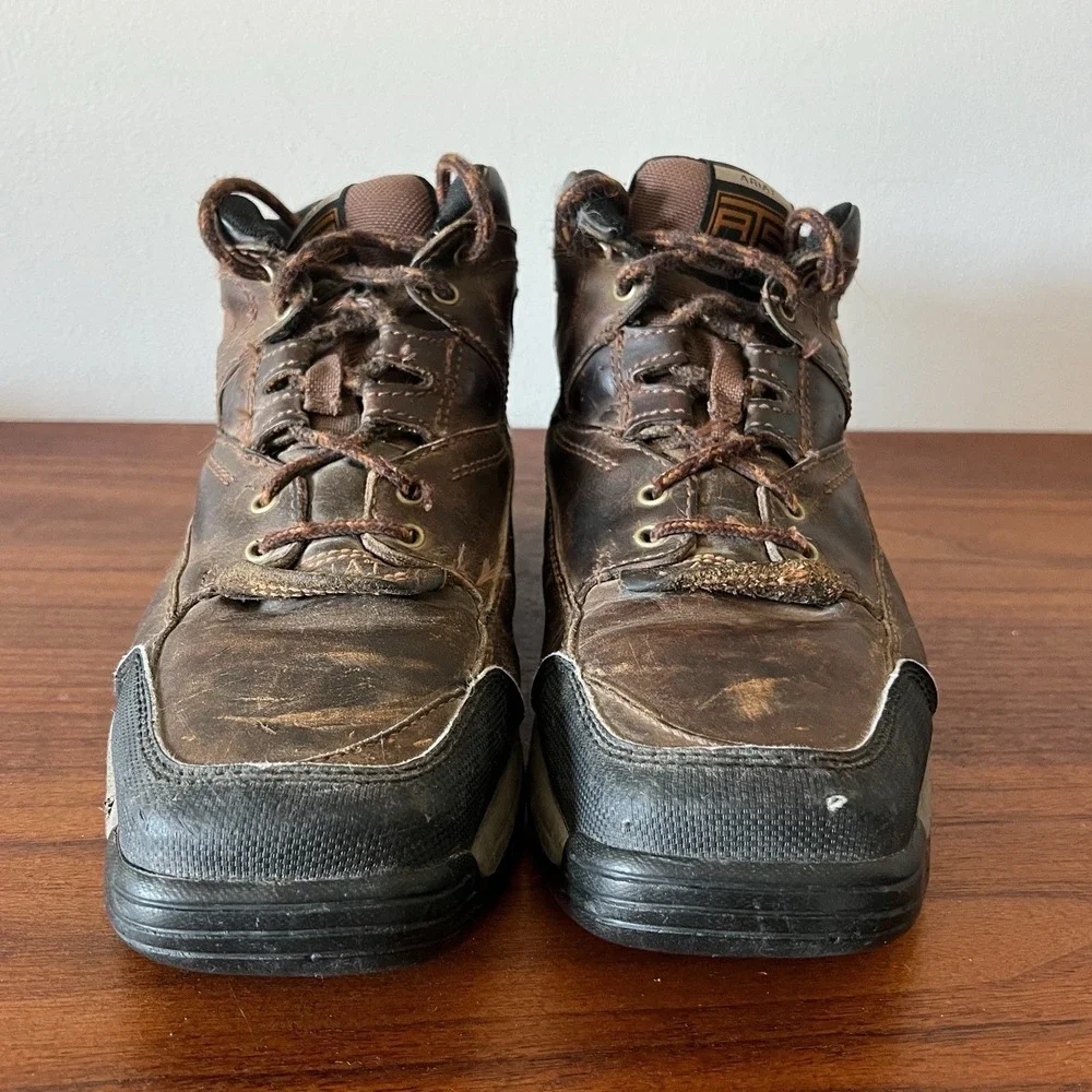 Ariat Steel Toe Work Boots Brown Leather Lace Up Men's Safety Boots Size 10.5